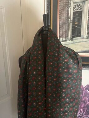 Vintage Cisco Green Silk Fringed Gentlemans Scarf